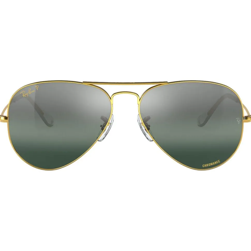 Lunettes de soleil Ray Ban RB3025 Aviator Polished Gold Chromance Silver Polar Blue