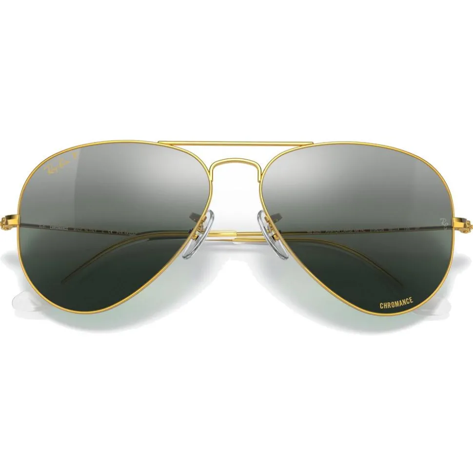 Lunettes de soleil Ray Ban RB3025 Aviator Polished Gold Chromance Silver Polar Blue