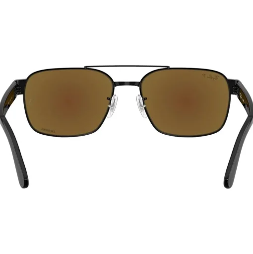Lunettes de soleil Ray Ban RB3751CH Polished Black Chromance Grey Blue Mirror Polar