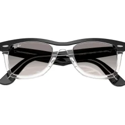 Lunettes de soleil Ray Ban RB2240 Wayfarer Street Neat Polished Black Translucide Gradient Grey Incolore
