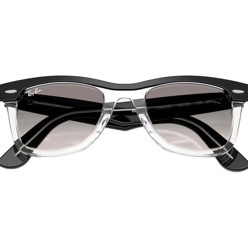 Lunettes de soleil Ray Ban RB2240 Wayfarer Street Neat Polished Black Translucide Gradient Grey Incolore