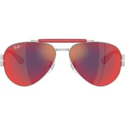 Lunettes de soleil Ray Ban RB3762M Scuderia Ferrari Collection Polished Silver Red Yellow Mirror