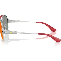 Lunettes de soleil Ray Ban RB3762M Scuderia Ferrari Collection Polished Silver Red Yellow Mirror