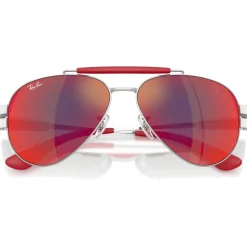 Lunettes de soleil Ray Ban RB3762M Scuderia Ferrari Collection Polished Silver Red Yellow Mirror