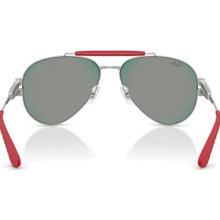 Lunettes de soleil Ray Ban RB3762M Scuderia Ferrari Collection Polished Silver Red Yellow Mirror