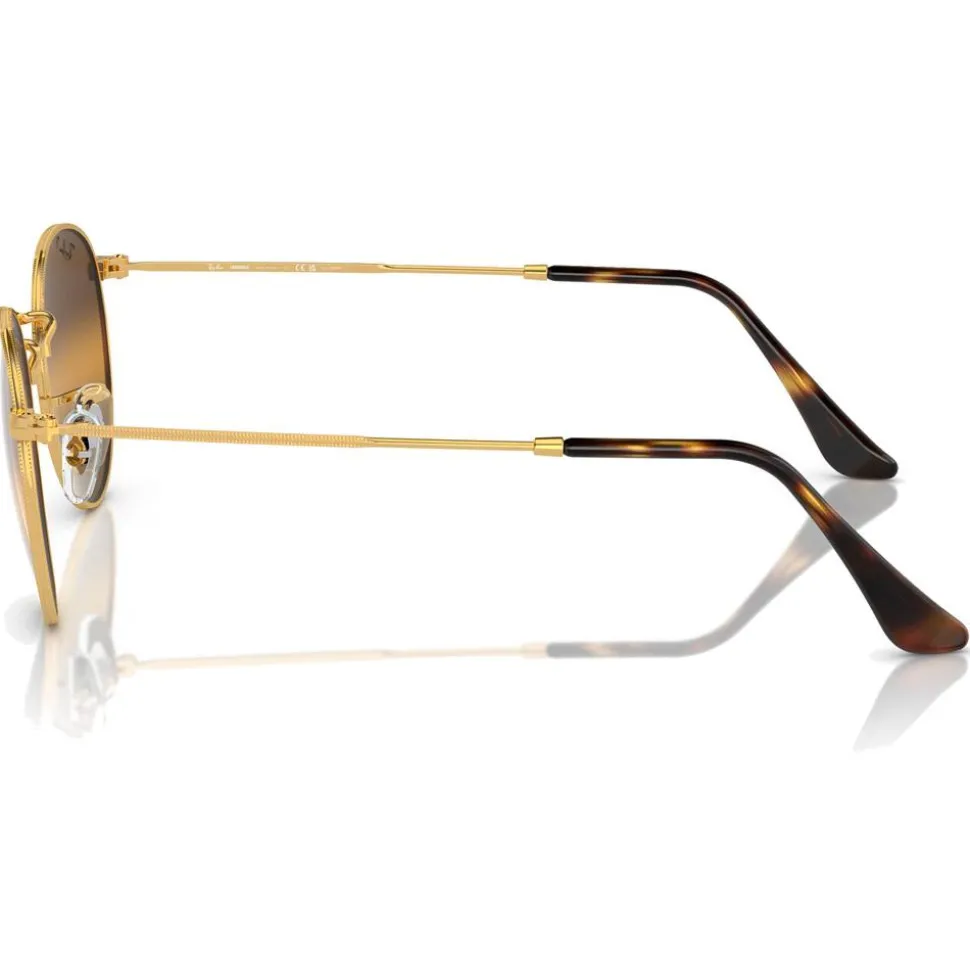 Lunettes de soleil Ray Ban RB3447 Round Metal Polished Gold Chromance Silver Brown Polar