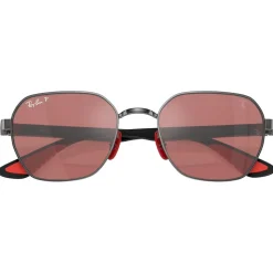Lunettes de soleil Ray Ban RB3794M Scuderia Ferrari Collection Polished Gunmetal Chromance Violet Silver Polar
