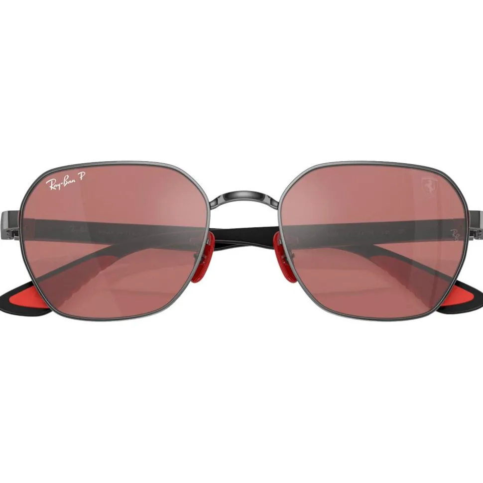 Lunettes de soleil Ray Ban RB3794M Scuderia Ferrari Collection Polished Gunmetal Chromance Violet Silver Polar
