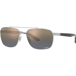 Lunettes de soleil Ray Ban RB3701 Polished Silver Chromance Blue Gold Polar