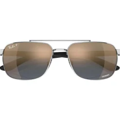 Lunettes de soleil Ray Ban RB3701 Polished Silver Chromance Blue Gold Polar