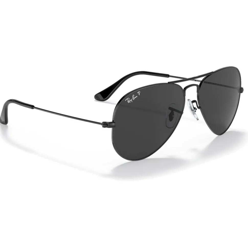 Lunettes de soleil Ray Ban RB3025 Aviator Polished Black Total Black Polar
