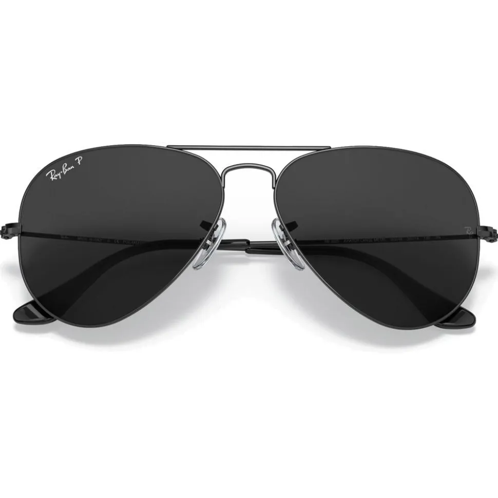 Lunettes de soleil Ray Ban RB3025 Aviator Polished Black Total Black Polar