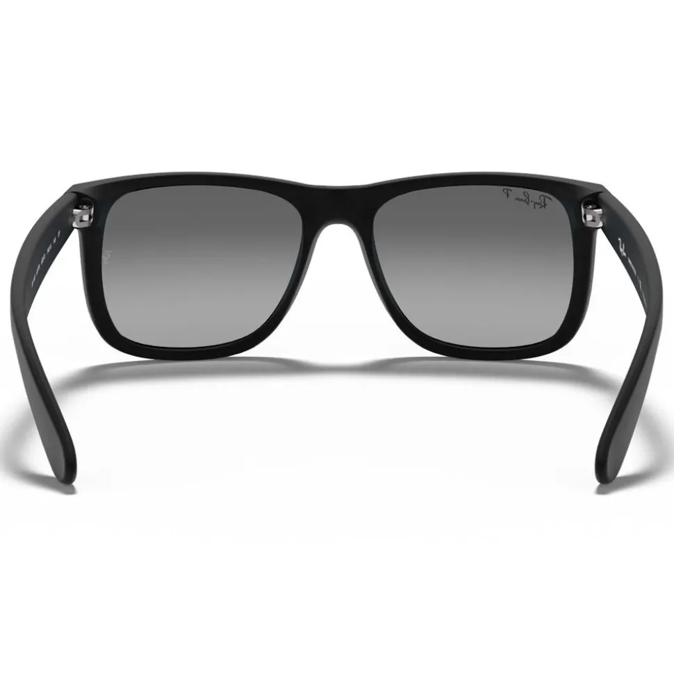 Lunettes de soleil Ray Ban RB4165 Justin Classic Matte Rubber Black Light Grey Gradient Polar