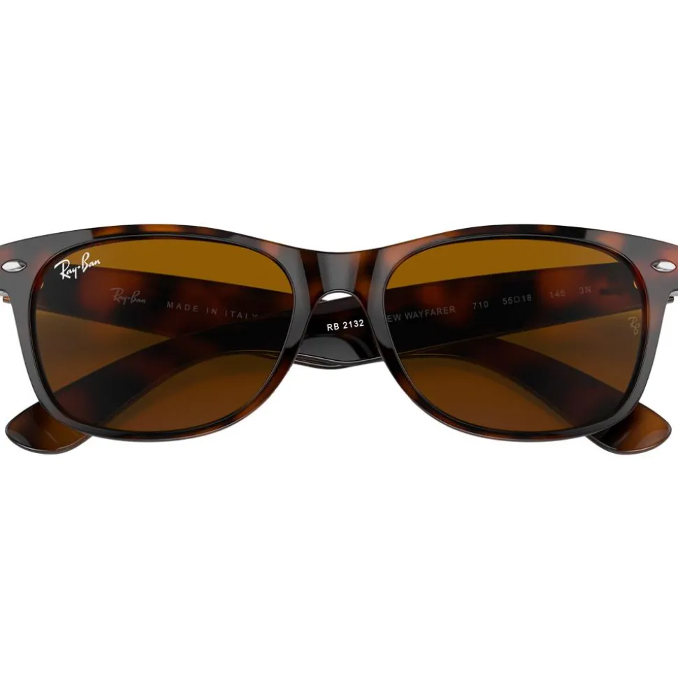 Lunettes de soleil Ray Ban RB2132 New Wayfarer Classic Polished Light Havana Brown B-15