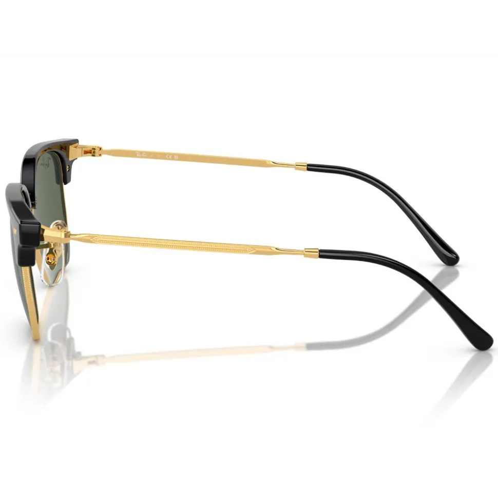Lunettes de soleil Ray Ban New Clubmaster Kids Polished Black Gold Dark Green