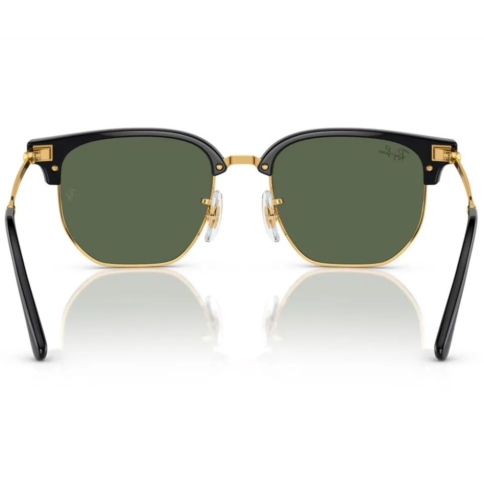 Lunettes de soleil Ray Ban New Clubmaster Kids Polished Black Gold Dark Green