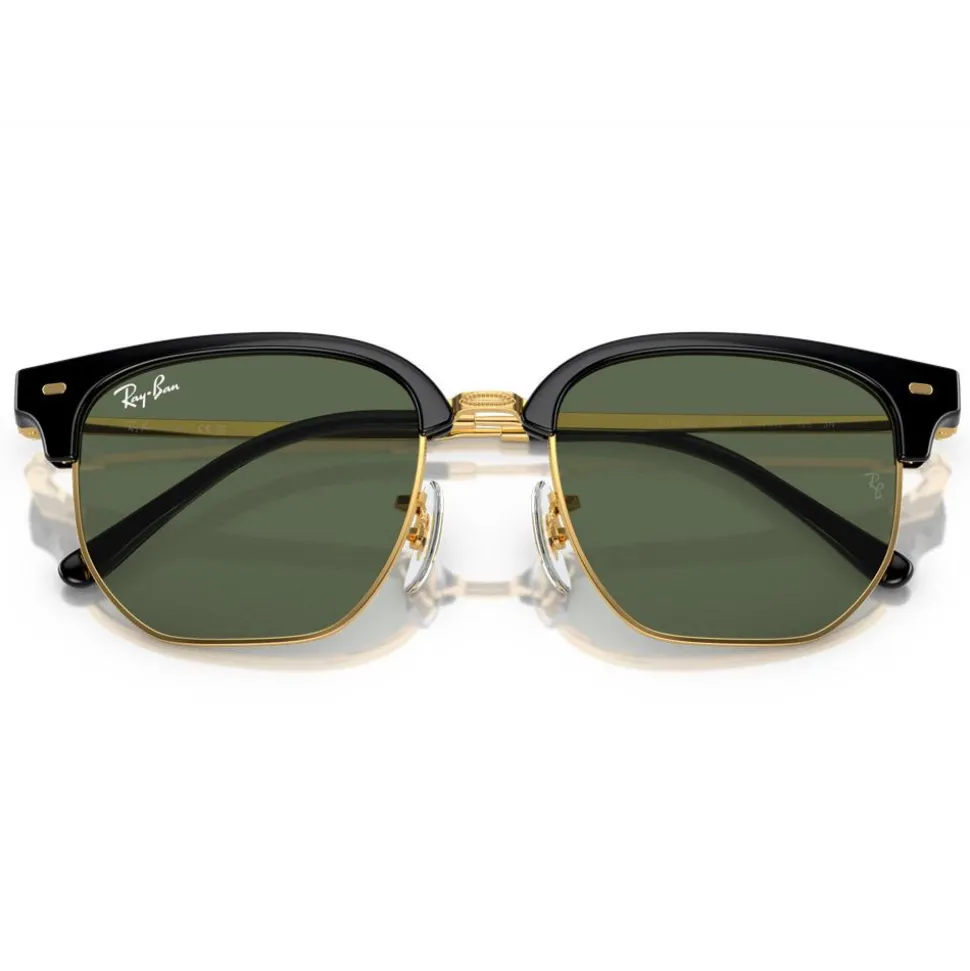 Lunettes de soleil Ray Ban New Clubmaster Kids Polished Black Gold Dark Green