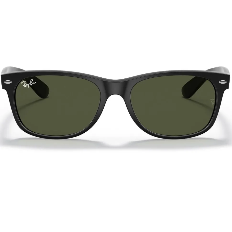 Lunettes de soleil Ray Ban RB2132 New Wayfarer Classic Matte Rubber Black Green G-15