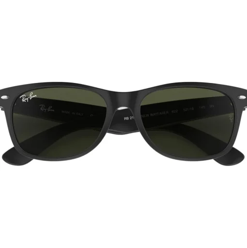 Lunettes de soleil Ray Ban RB2132 New Wayfarer Classic Matte Rubber Black Green G-15