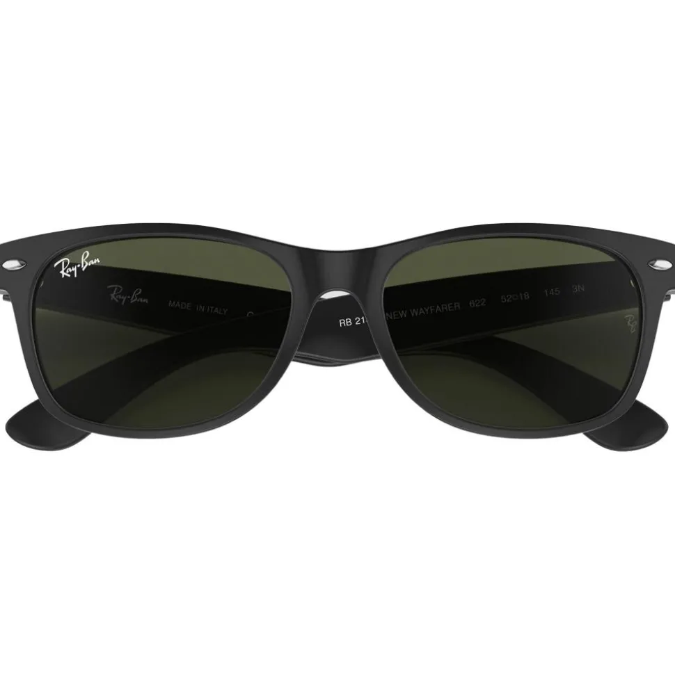 Lunettes de soleil Ray Ban RB2132 New Wayfarer Classic Matte Rubber Black Green G-15