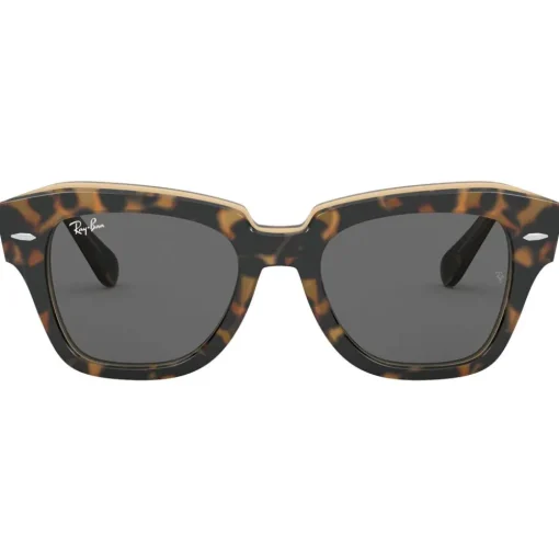 Lunettes de soleil Ray Ban RB2186 State Street Polished Havana Brown Transparent Dark Grey