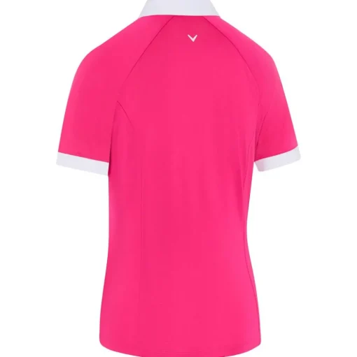 Polo Callaway Golf V-Placket Colorblock Pink Peacock