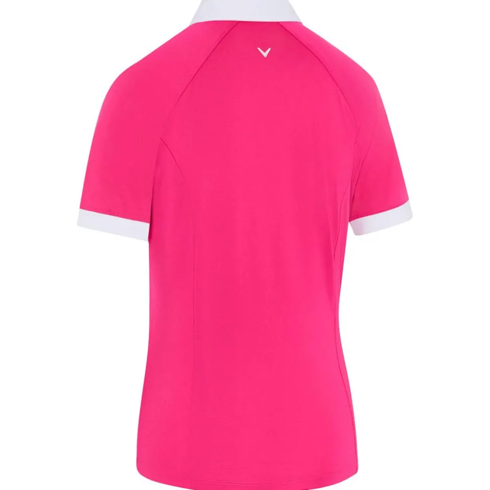 Polo Callaway Golf V-Placket Colorblock Pink Peacock