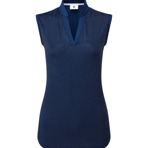 Polo Footjoy Animal Print Open Placket Ss Navy