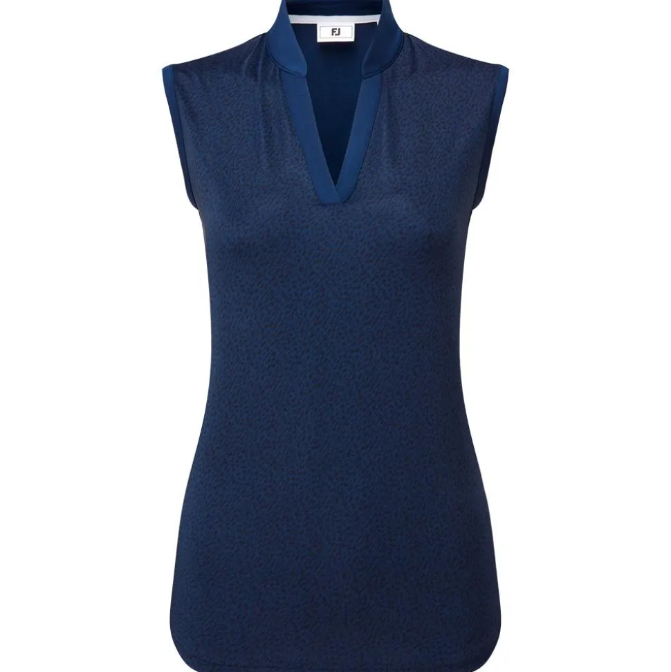 Polo Footjoy Animal Print Open Placket Ss Navy