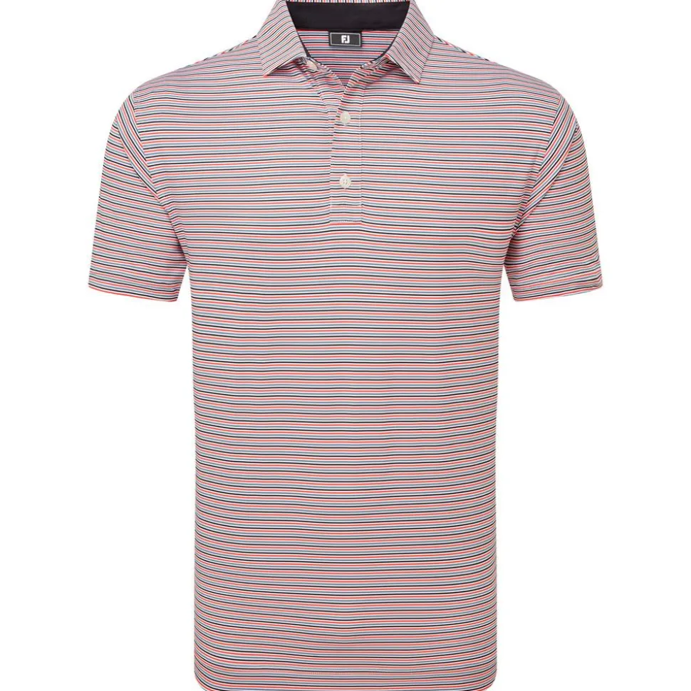 Polo Footjoy Balance Stripe Lisle White Hibiscus