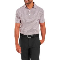 Polo Footjoy Balance Stripe Lisle White Hibiscus