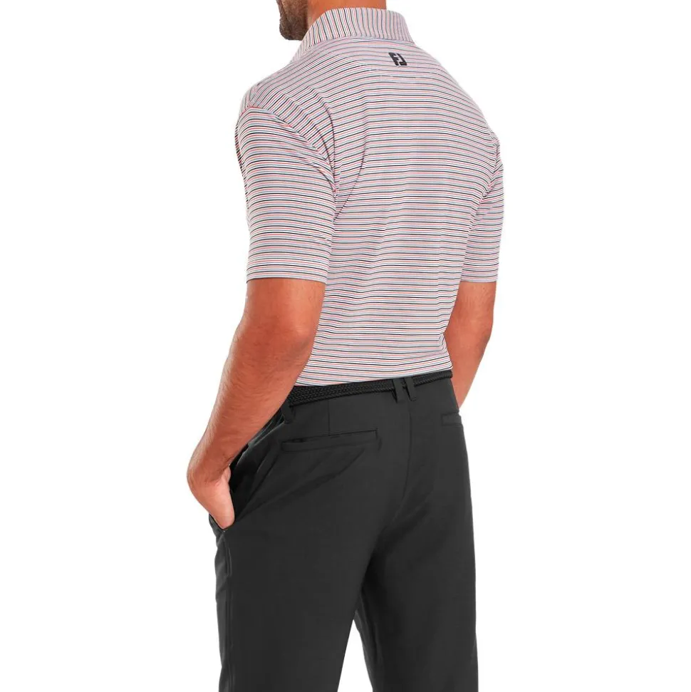 Polo Footjoy Balance Stripe Lisle White Hibiscus