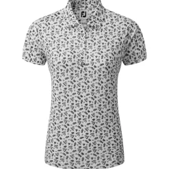 Polo Footjoy Floral Print Lisle White Black