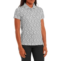 Polo Footjoy Floral Print Lisle White Black