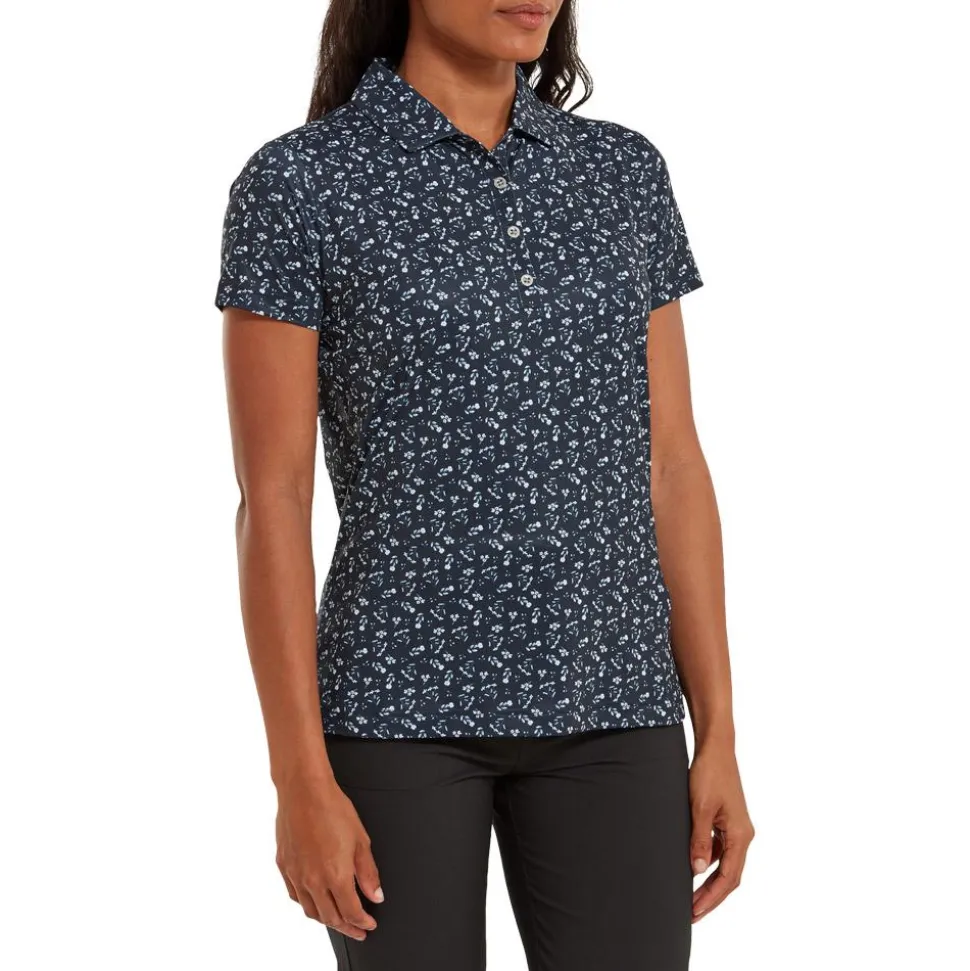 Polo Footjoy Floral Print Lisle Navy White