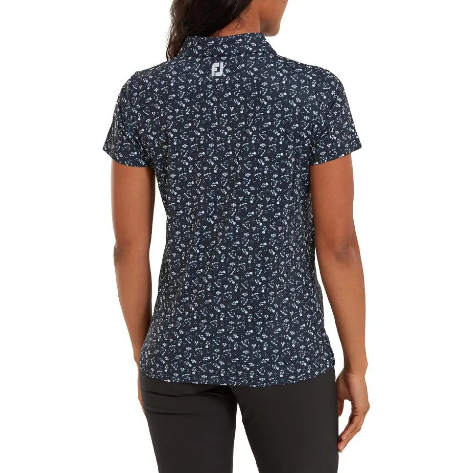 Polo Footjoy Floral Print Lisle Navy White