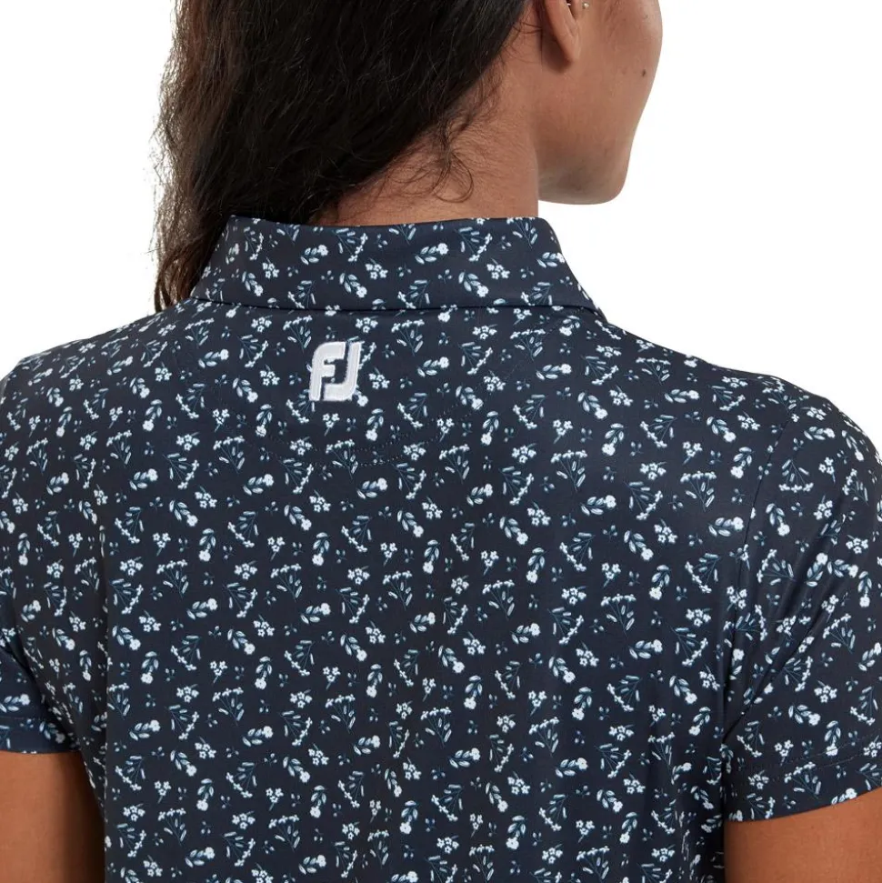 Polo Footjoy Floral Print Lisle Navy White