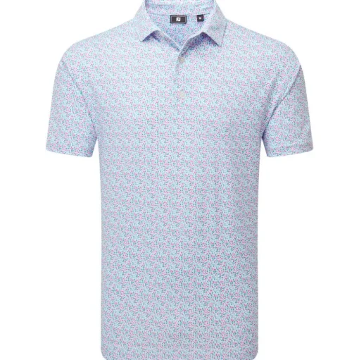 Polo Footjoy Gamer Print White Air Blue High Tide