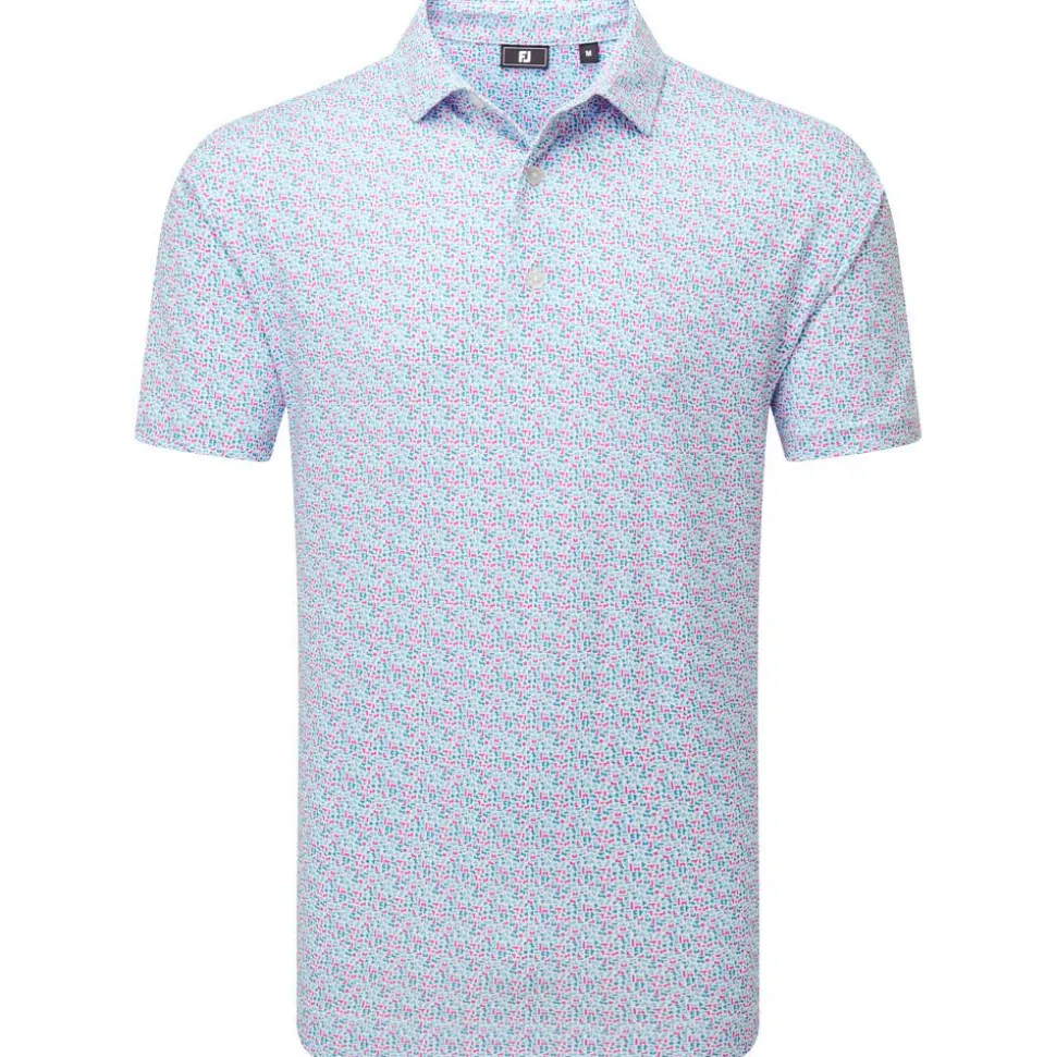 Polo Footjoy Gamer Print White Air Blue High Tide