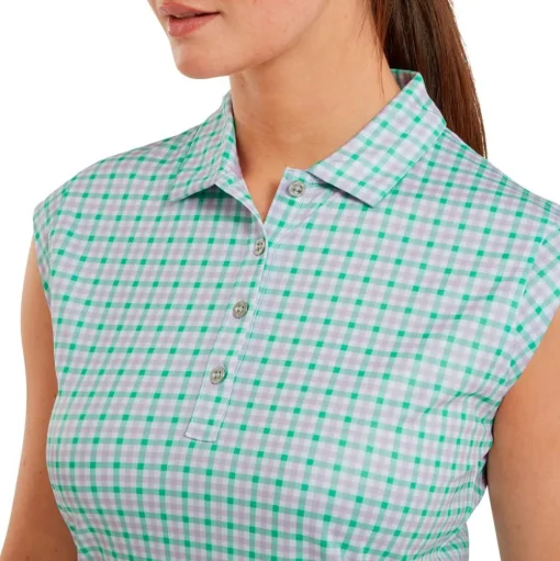 Polo Footjoy Gingham Print Lavande Menthe