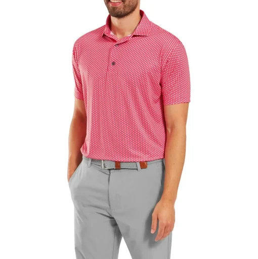 Polo Footjoy Houndstooth Geo Lisle Hbiscus