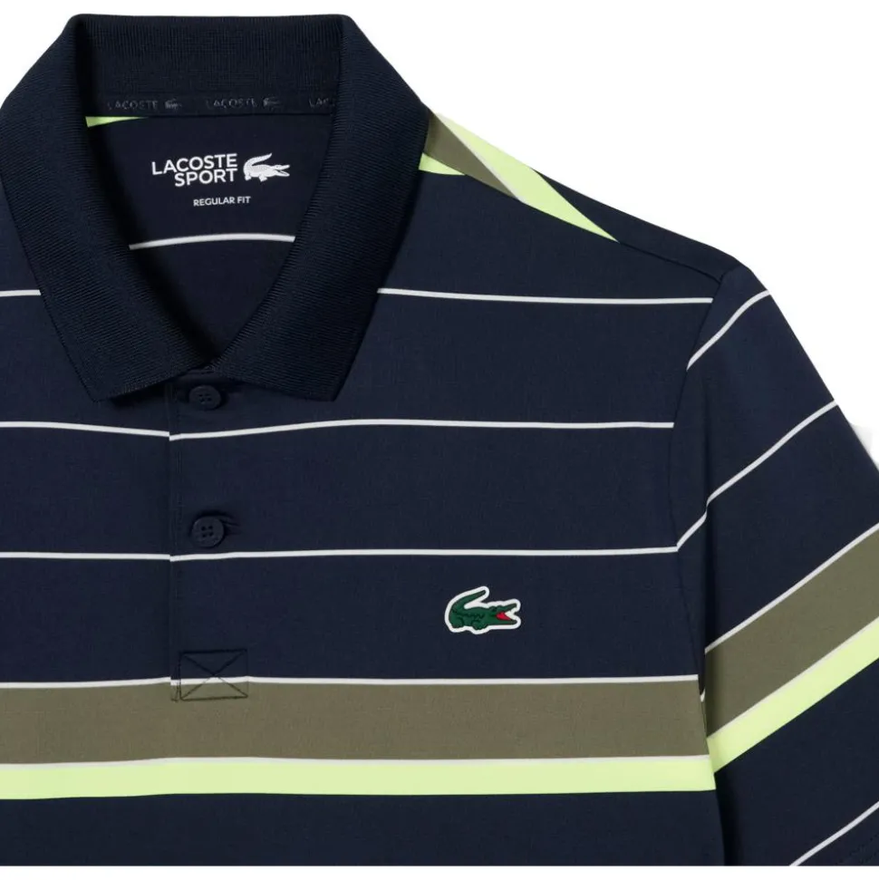 Polo Lacoste Polo Stripes Marine Olive Jaune Fluo