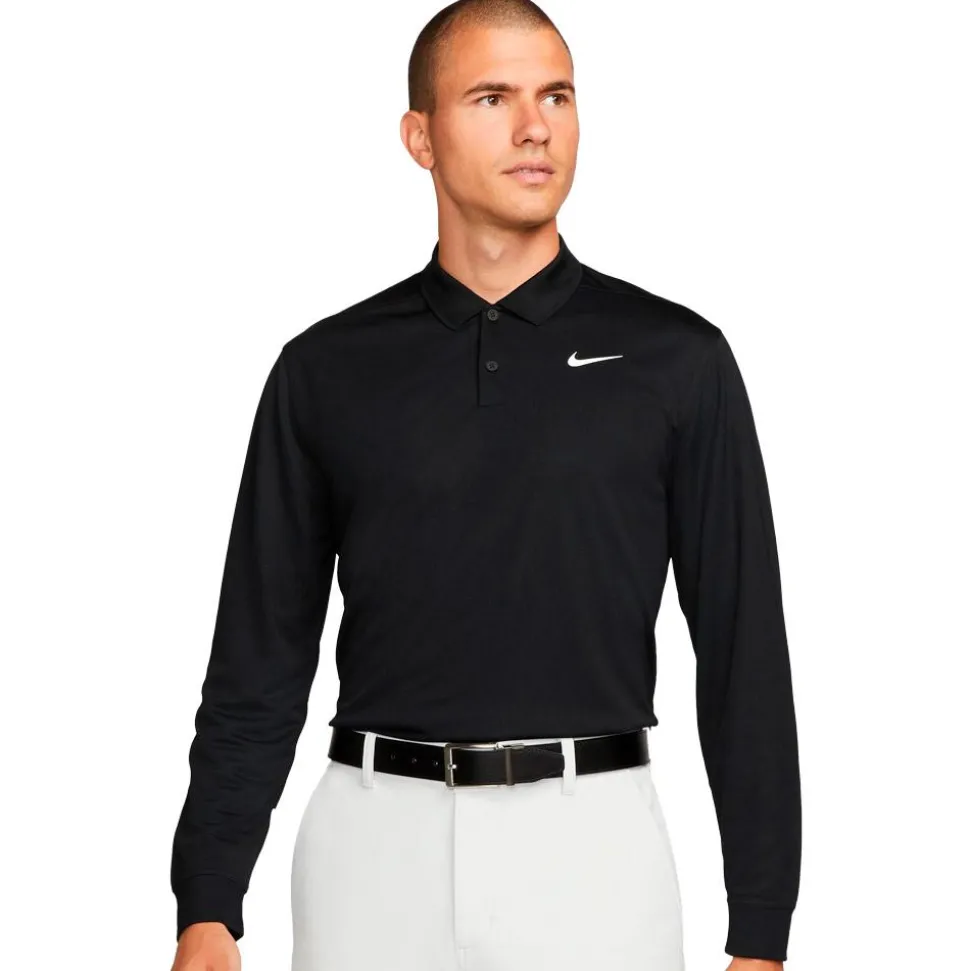 Polo Nike Dri-Fit Victory Long Sleeve Black White