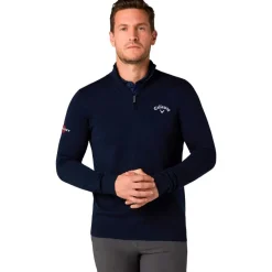 Pull Callaway Golf 1/4 Blended Merino Sweater Navy Blue