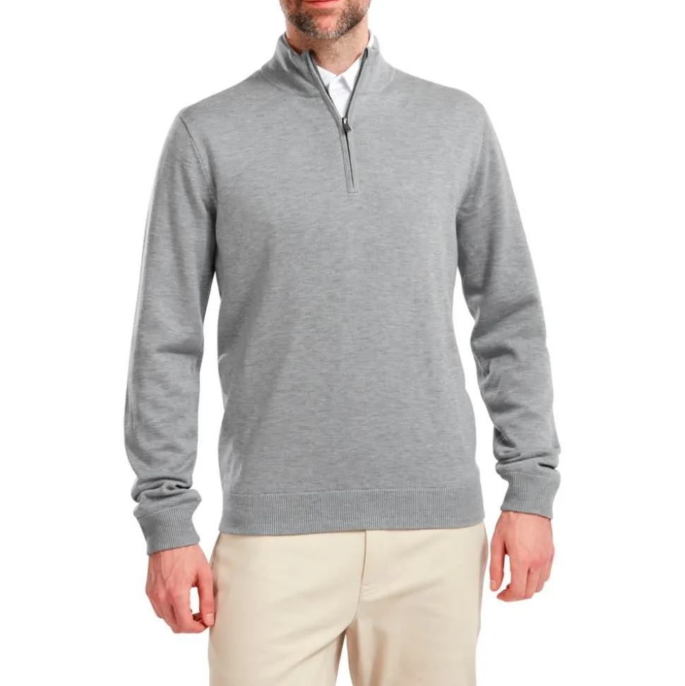 Pull Footjoy Wool Blend 1/2 Zip Lined Pullover Heather Grey