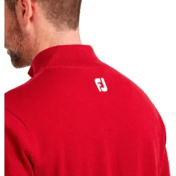Pull Footjoy Wool Blend 1/2 Zip Lined Pullover Red