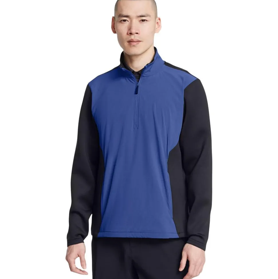 Pull Under Armour Drive Pro Storm Hybrid Half Zip Tech Blue Black Metallic Silver